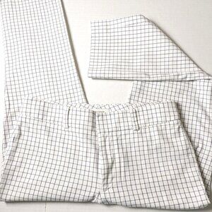 CLUB MONACO Women's Ankle Cropped Pants  Size 0  White Navy Check  NWOT